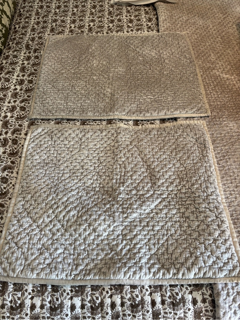 Arhaus Velvet Pick Stitch Standard Shams Silk Trim 20x26 Pair